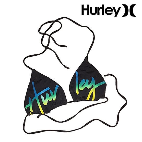Hurley Other - HURLEY Black Logo Triangle String Bikini Top